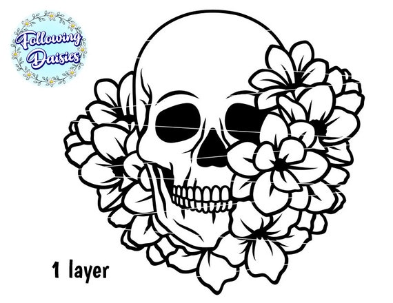Floral skull in svg nº day of the dead halloween sugar skull skeleton gotic paper cut template cut files for cricut and silhouette