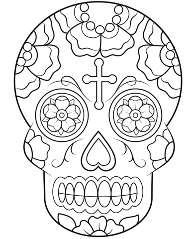 Calavera sugar skull coloring page free printable coloring pages