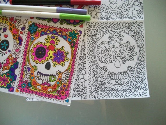 Sugar skull adult adult printable coloring page day of the dead coloring pages dia de los muertos adult coloring
