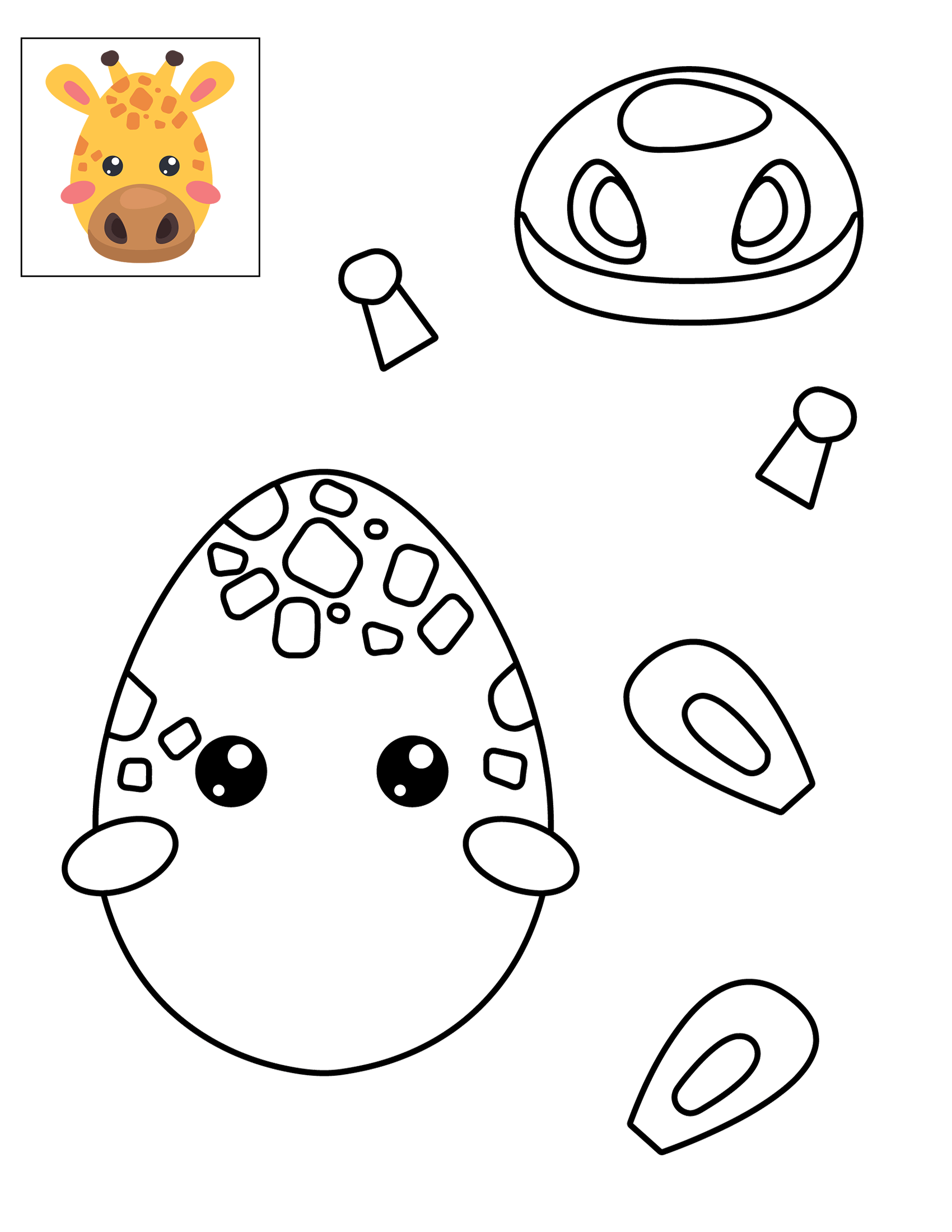 Color cut and glue giraffe head preschool printable free printable papercraft templates