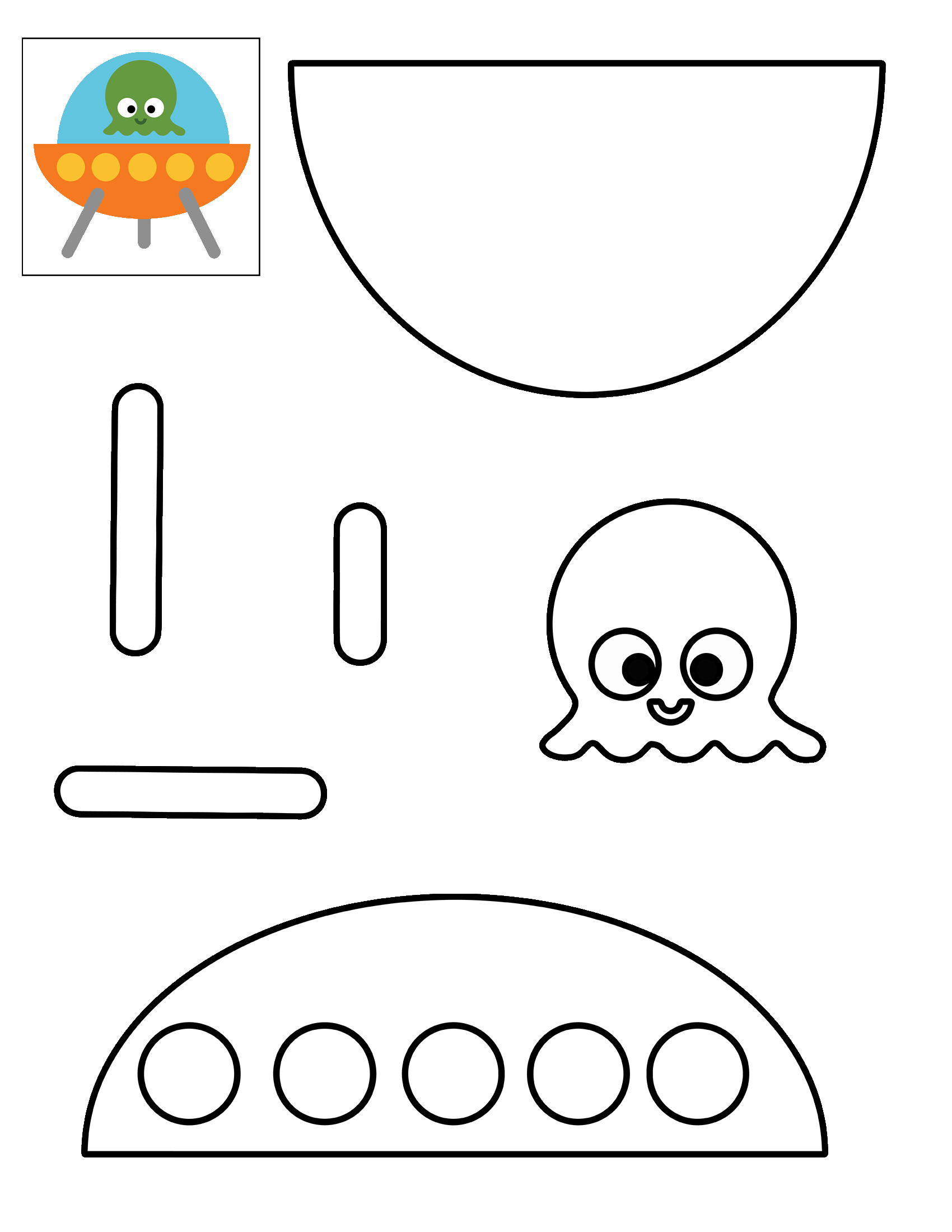 Color cut and glue alien activity worksheet free printable papercraft templates