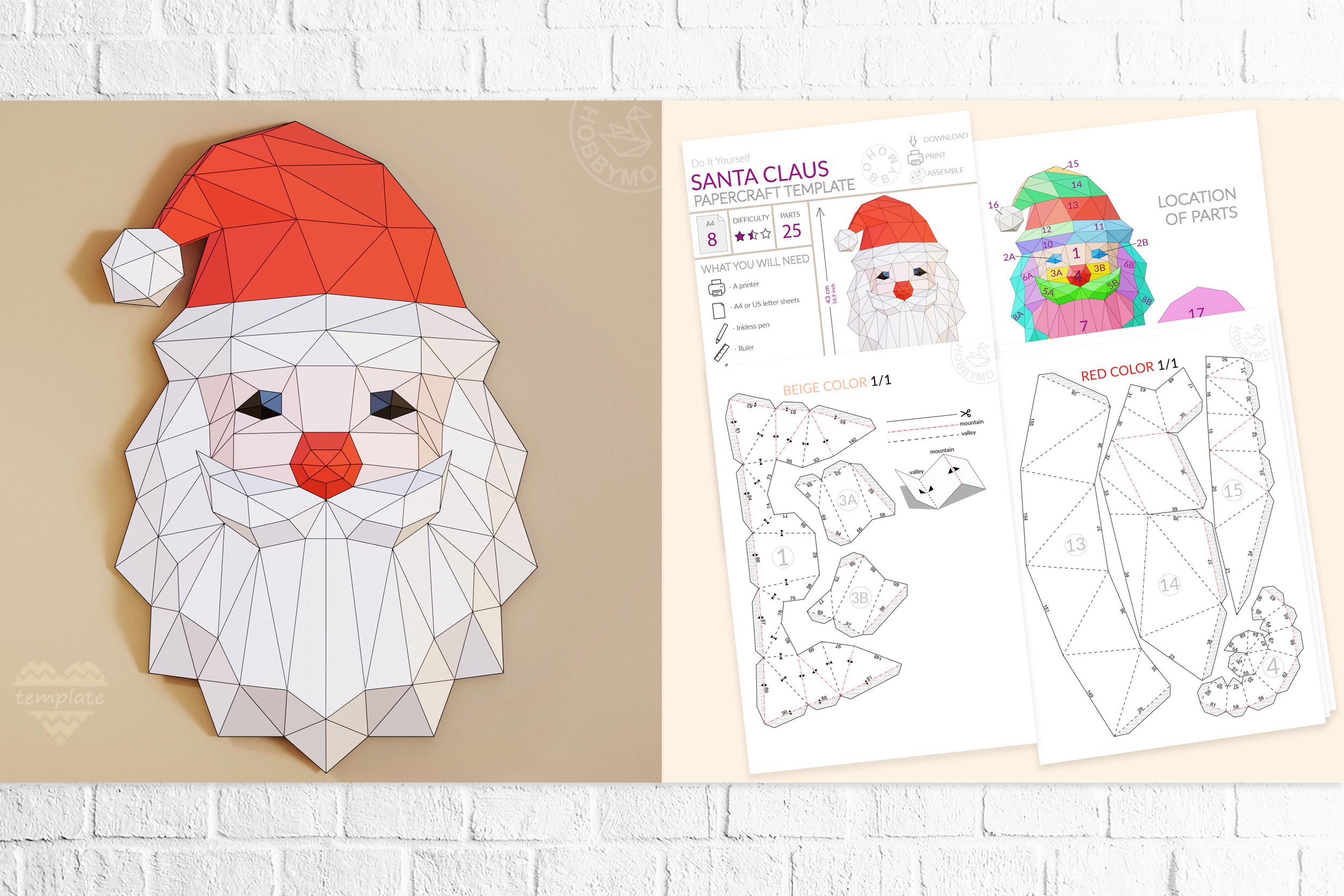 Diy paper santa claus d papercraft template pdf