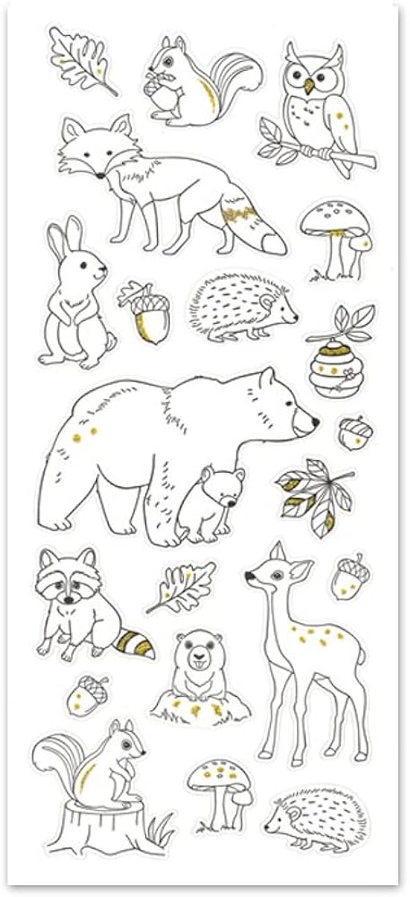 Living in color paper craft stickers art therapy with glitter in x in color your own stickers woodland creatures toys games
