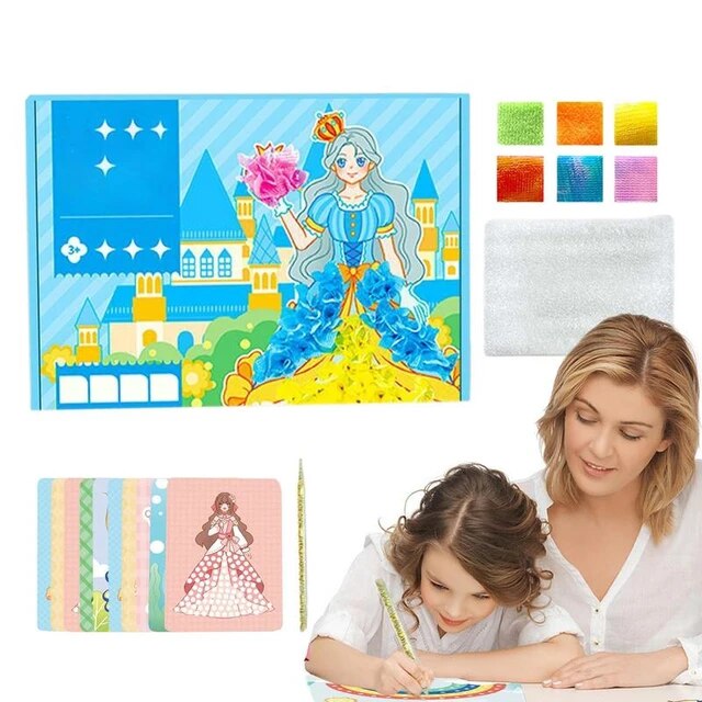 Poke art diy toy kid diy painting ticker fabric art frenzy paper craft handmade toy girl poking puzzle puncture painting toy