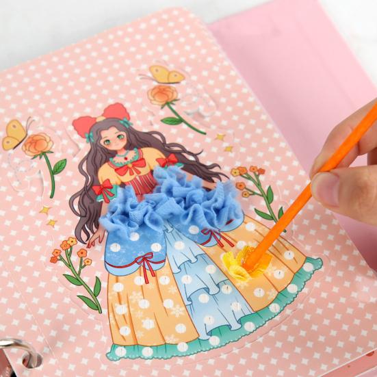 Cheap set girls drawing paper craft kit with stickers pen princess dress