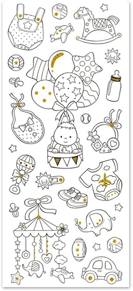 Living in color paper craft stickers art therapy with glitter in x in color your own stickers baby boy