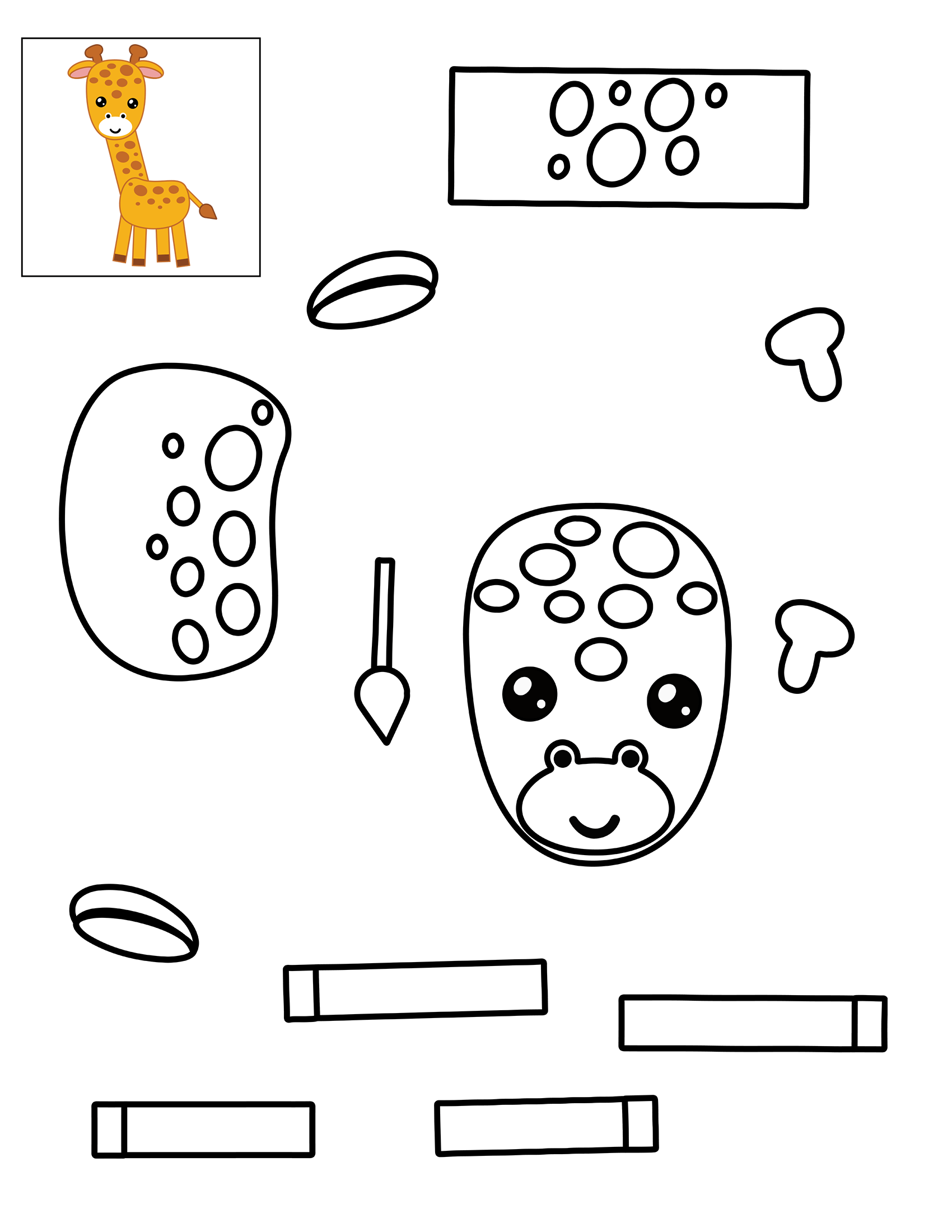 Color cut and glue giraffe preschool printable free printable papercraft templates