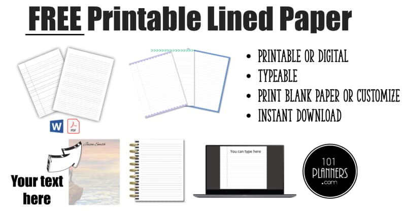 Free lined paper printable many templates are available