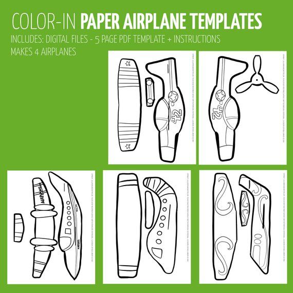 Styles paper airplanes coloring pages color