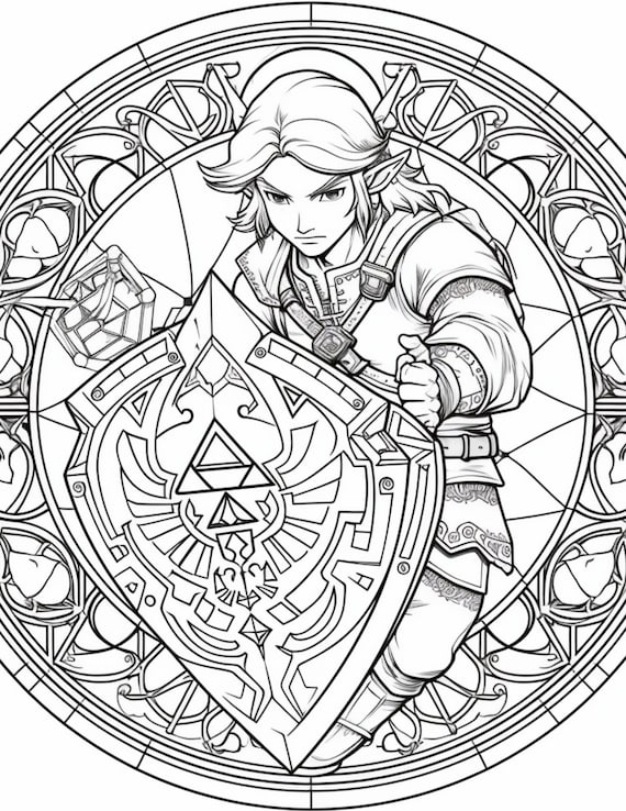 Fun past time legend of zelda coloring pages link princess zelda triforce coloring page fantasy loz gamer coloring ai art coloring book