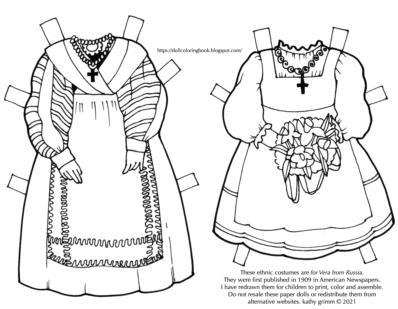 The doll coloring book vera from russia paper doll