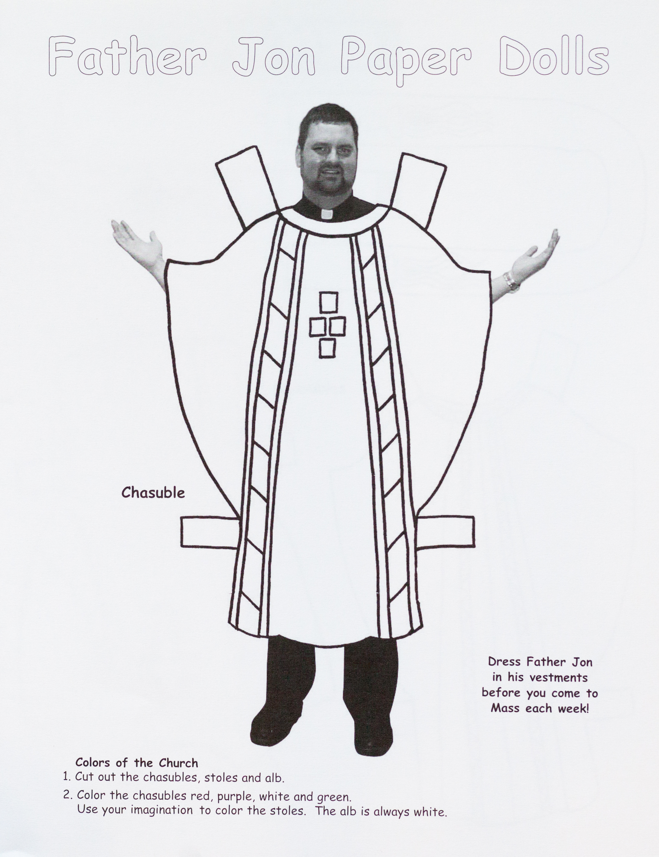 Priest paper doll with vestments