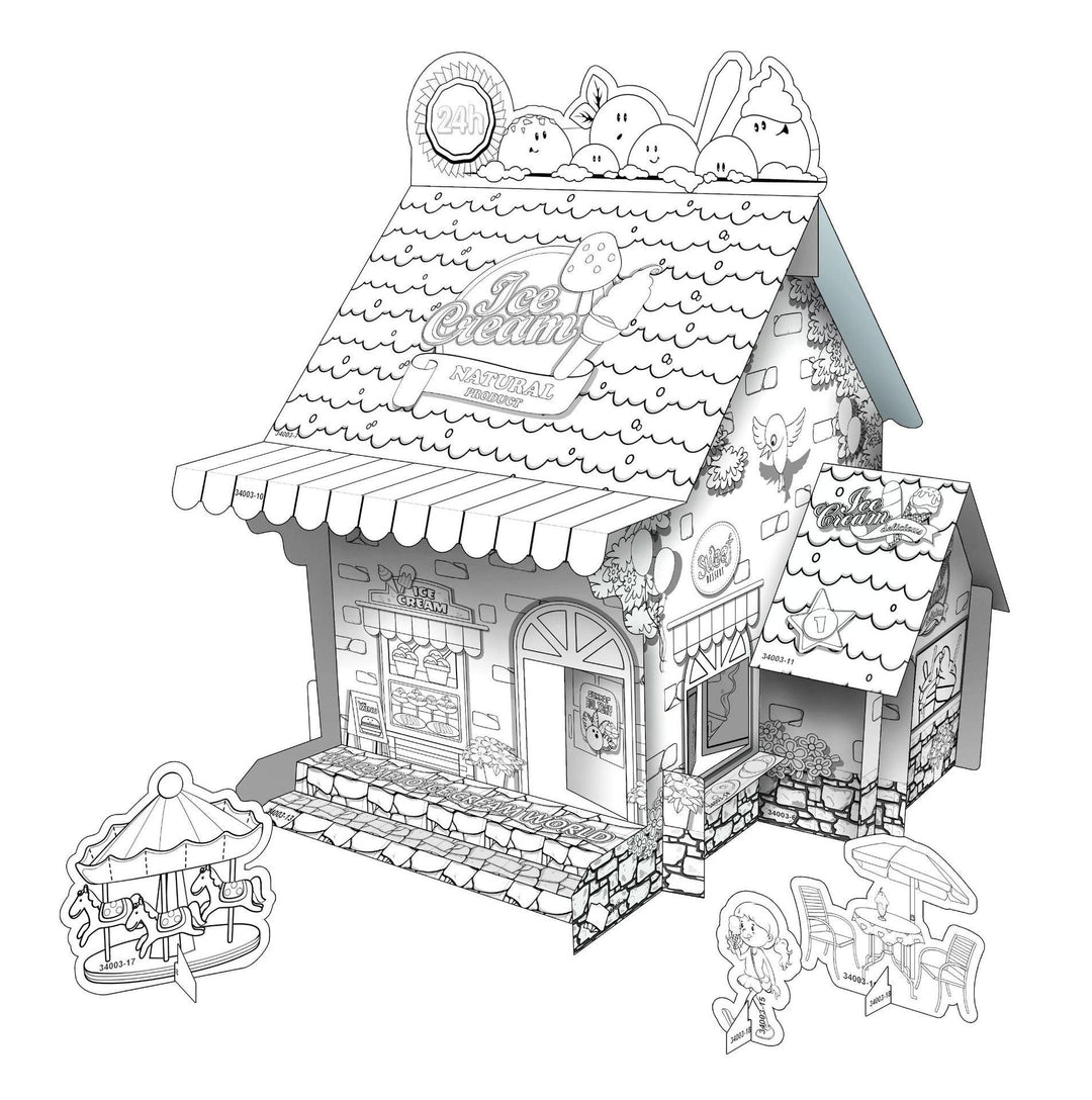 Educational paper toy mini diy creative cardboard coloring house
