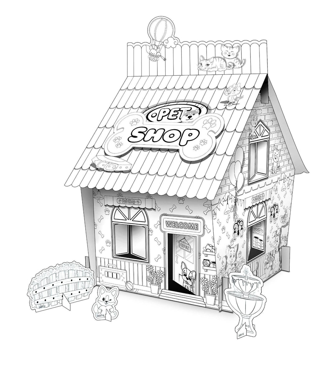 Educational paper toy mini diy creative cardboard coloring house