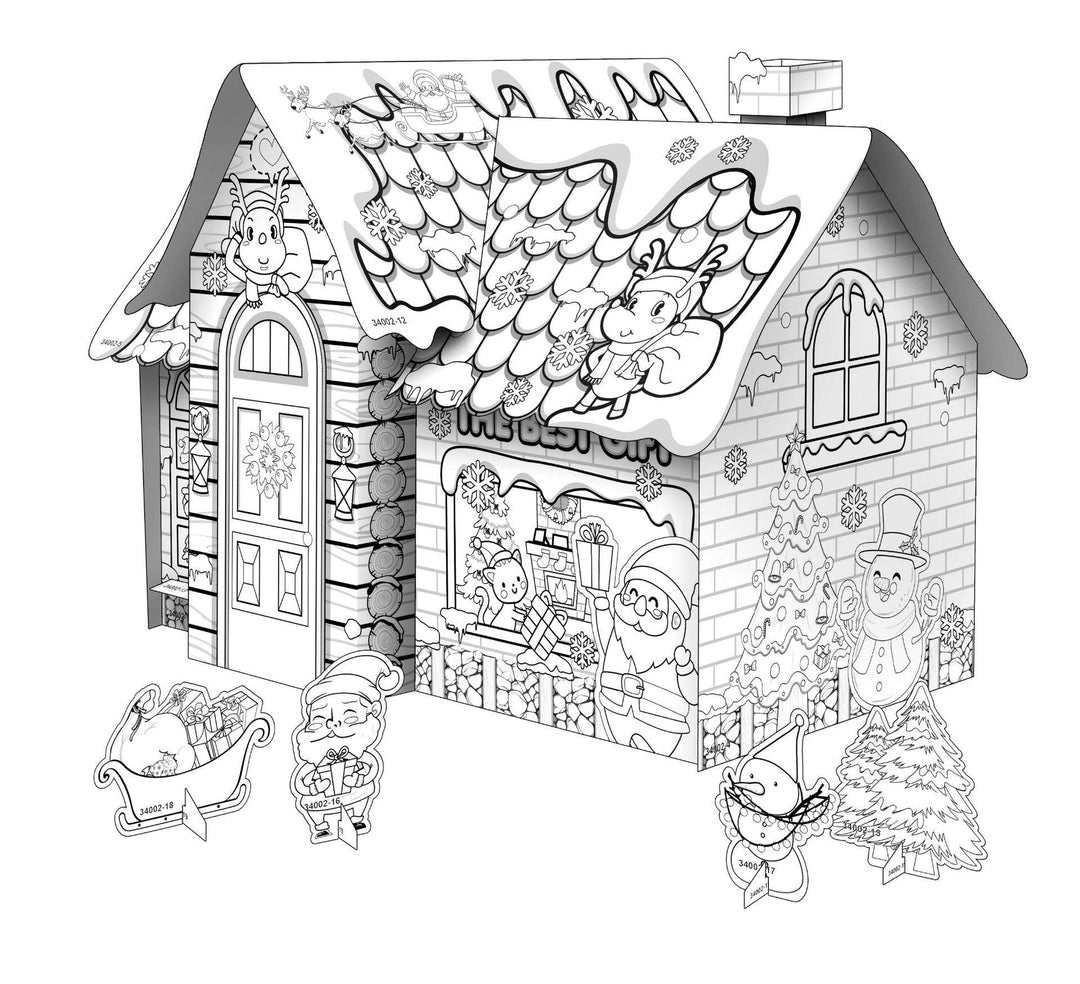 Educational paper toy mini diy creative cardboard coloring house