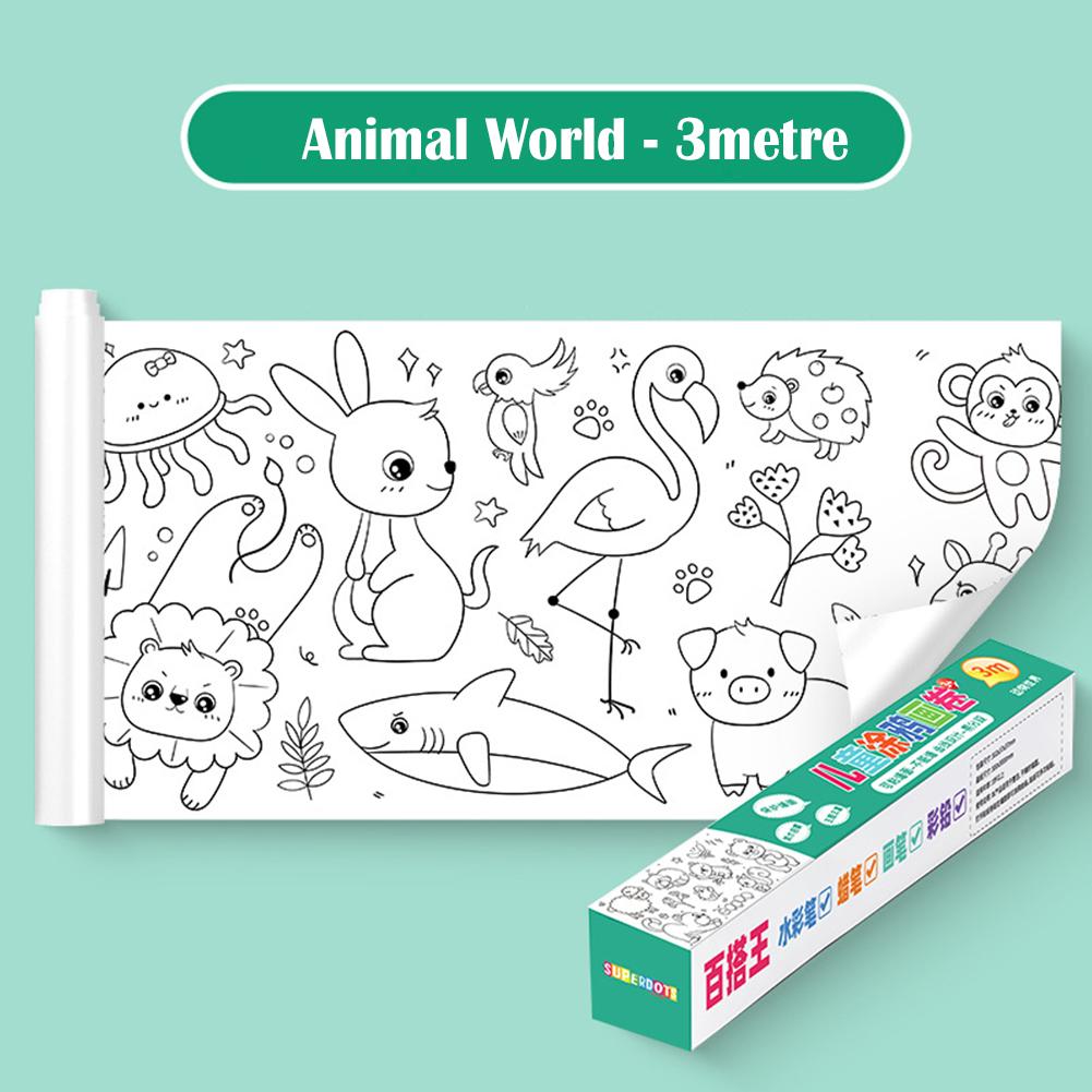 M children coloring paper toy coloring paper animal scroll long roll dinosaur set for kids learning education toys birthday