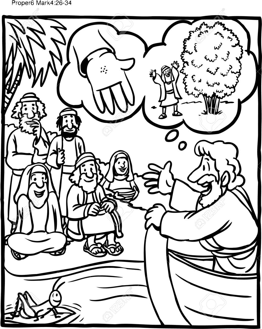 Coloring page jesus parable of the mustard seed royalty free svg cliparts vectors and stock illustration image