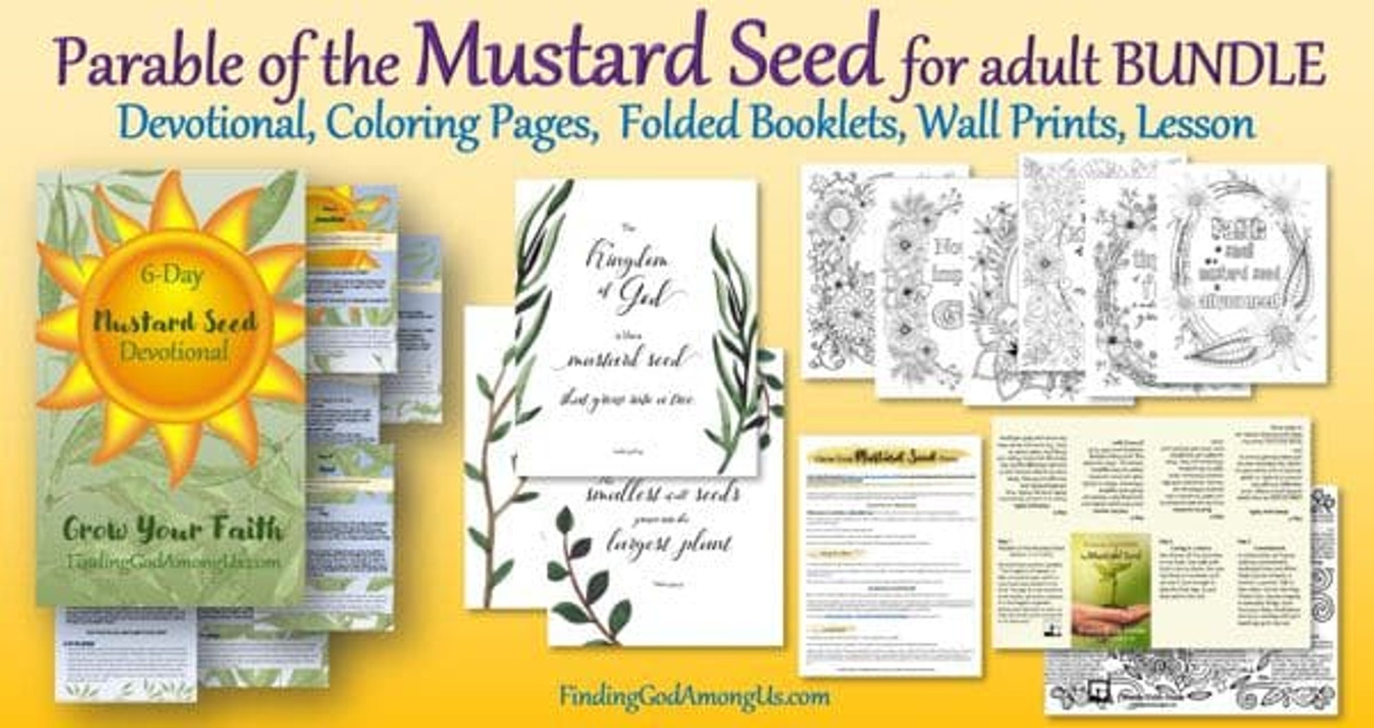 Mustard seed for adults coloring devotional booklets lesson digital product bundle