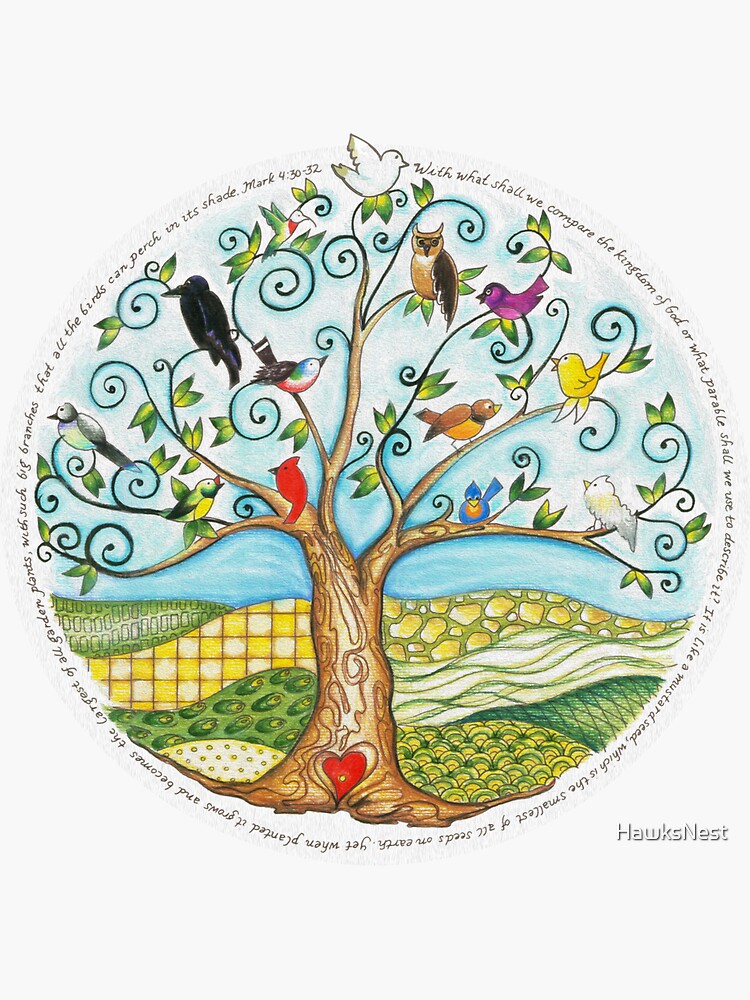 Parable of the mustard seed sticker for sale by hawksnest