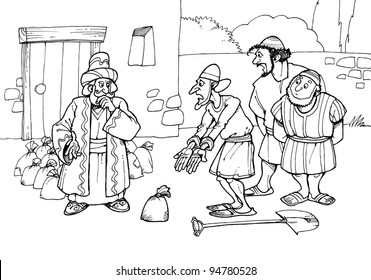 Parable jesus christ about talent buried stock illustration