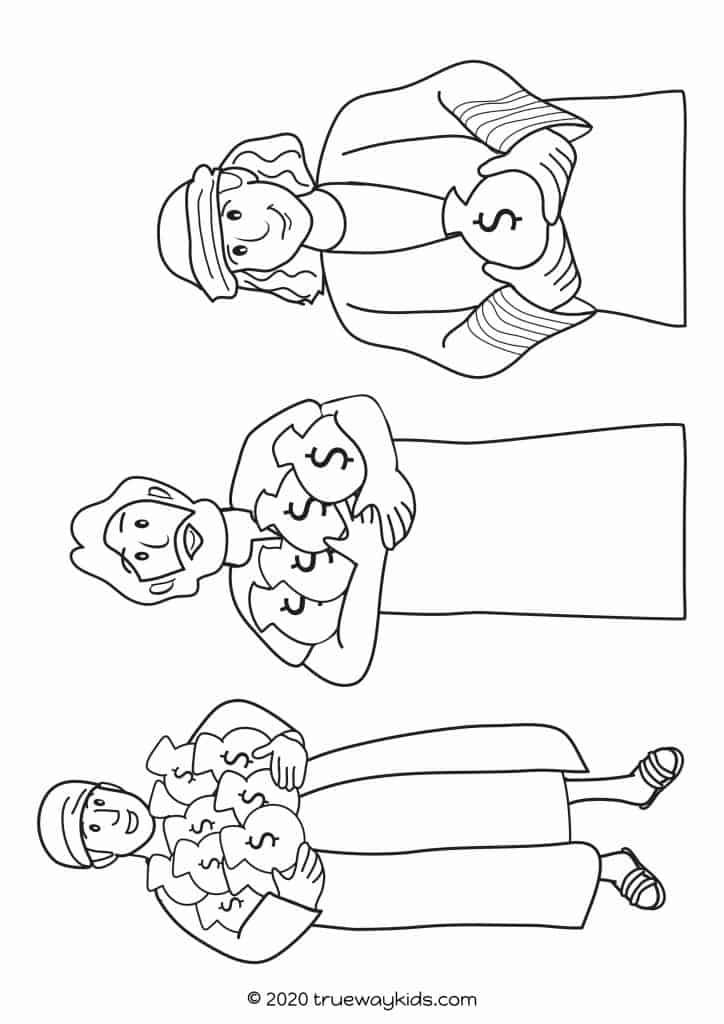 The parable of the talents coloring page