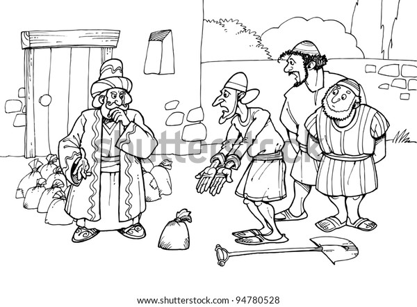 Parable jesus christ about talent buried stock illustration