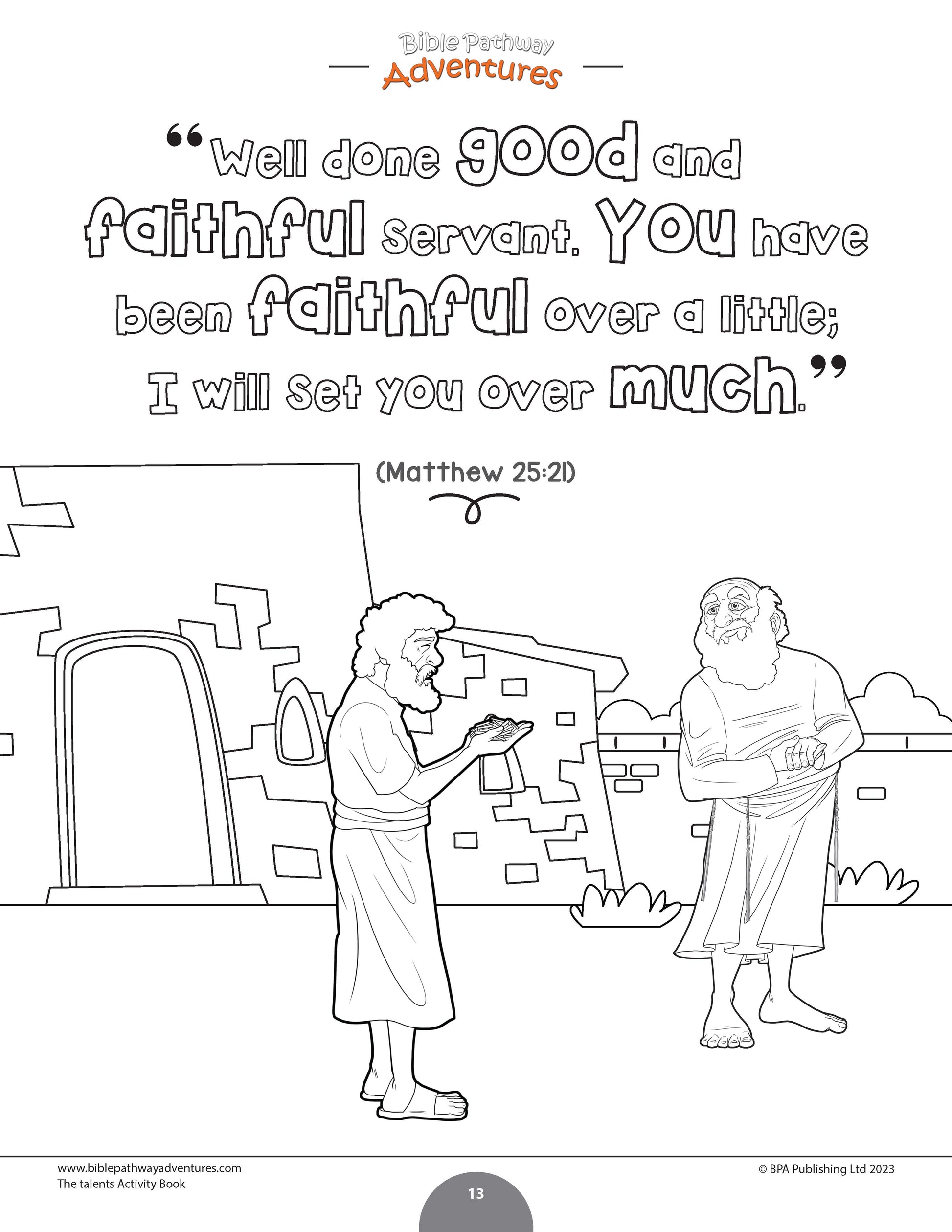 Parable of the talents activity book pdf â bible pathway adventures