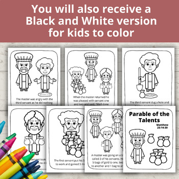 Parable of the talents bible posters coloring pages bulletin board ideas