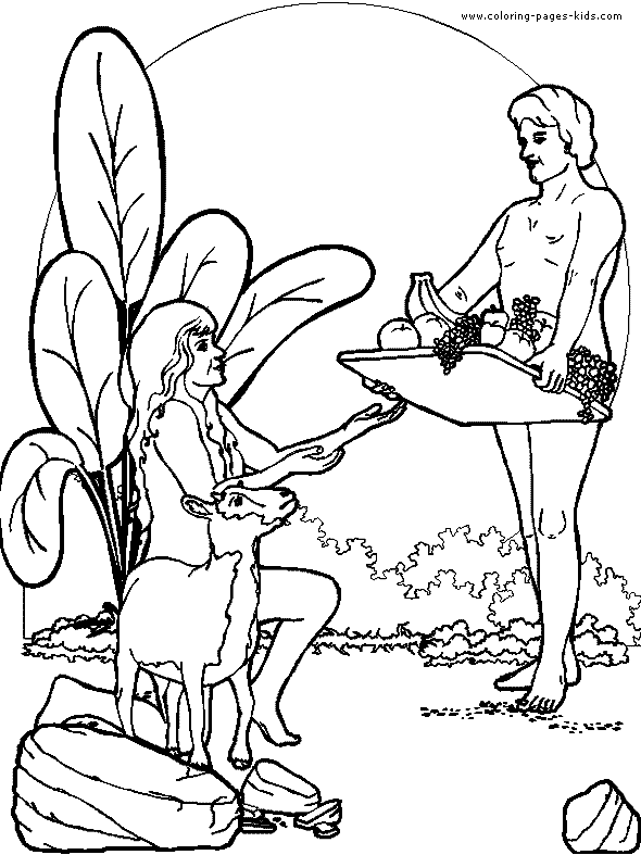 Adam and eve in paradise color page