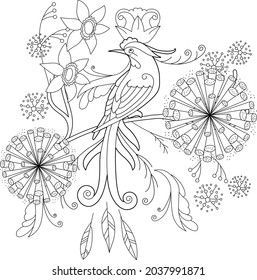 Contour linear illustration coloring book paradise stock vector royalty free