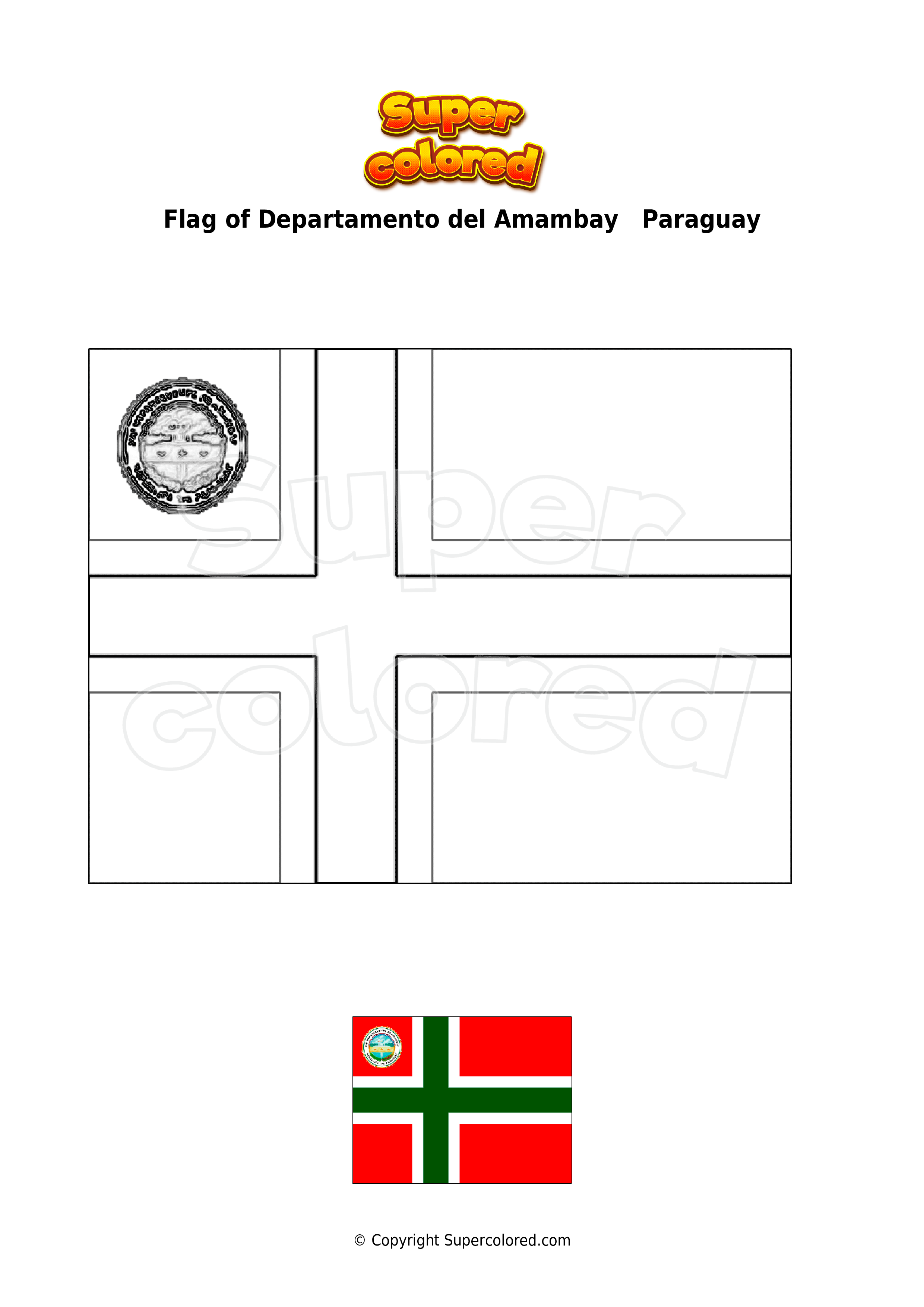 Coloring page flag of departamento del amambay paraguay