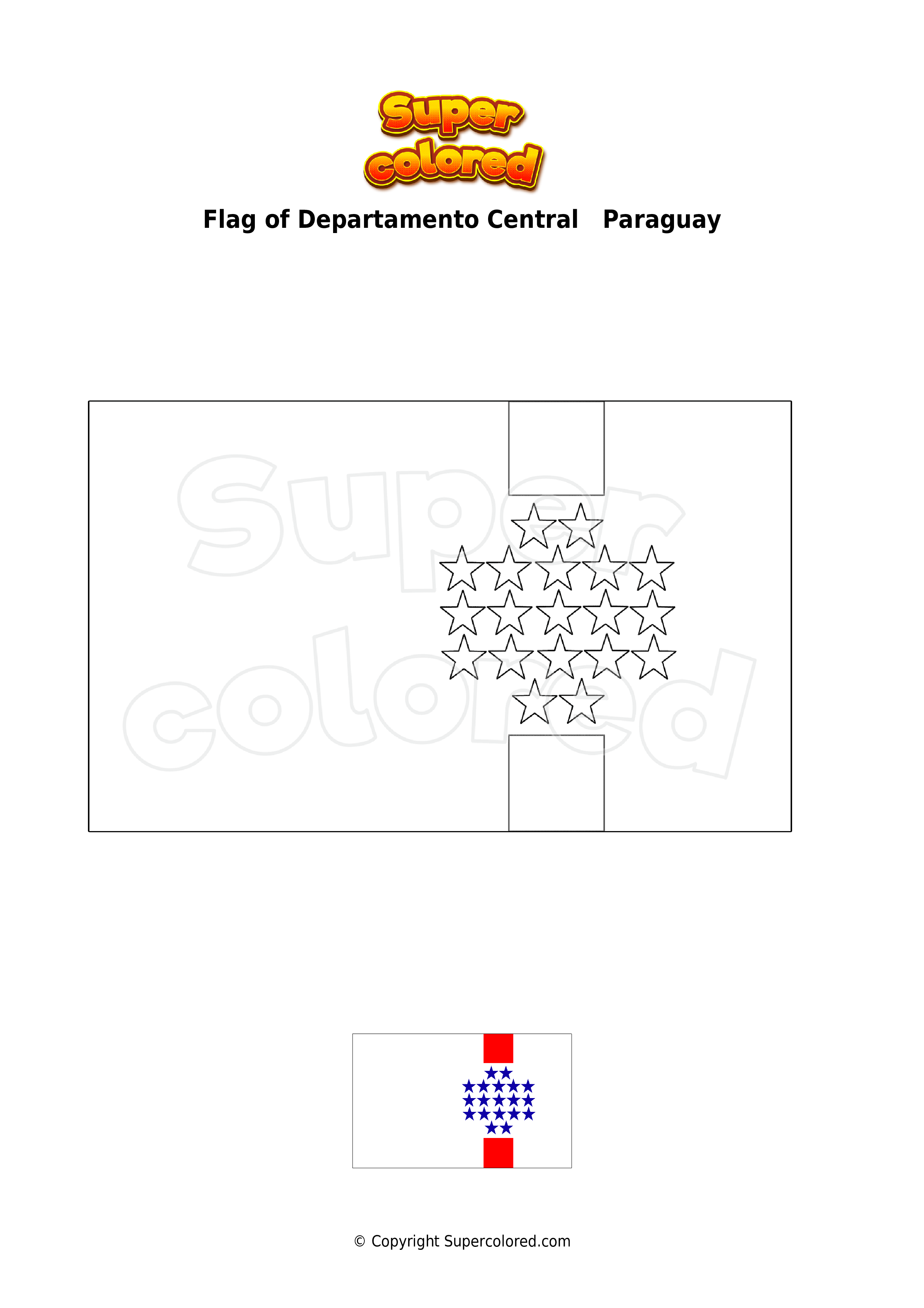 Coloring page flag of departamento central paraguay