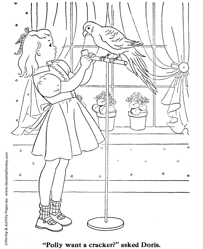 Pet bird coloring pages polly want a cracker parakeet coloring pages and activity sheets for pre