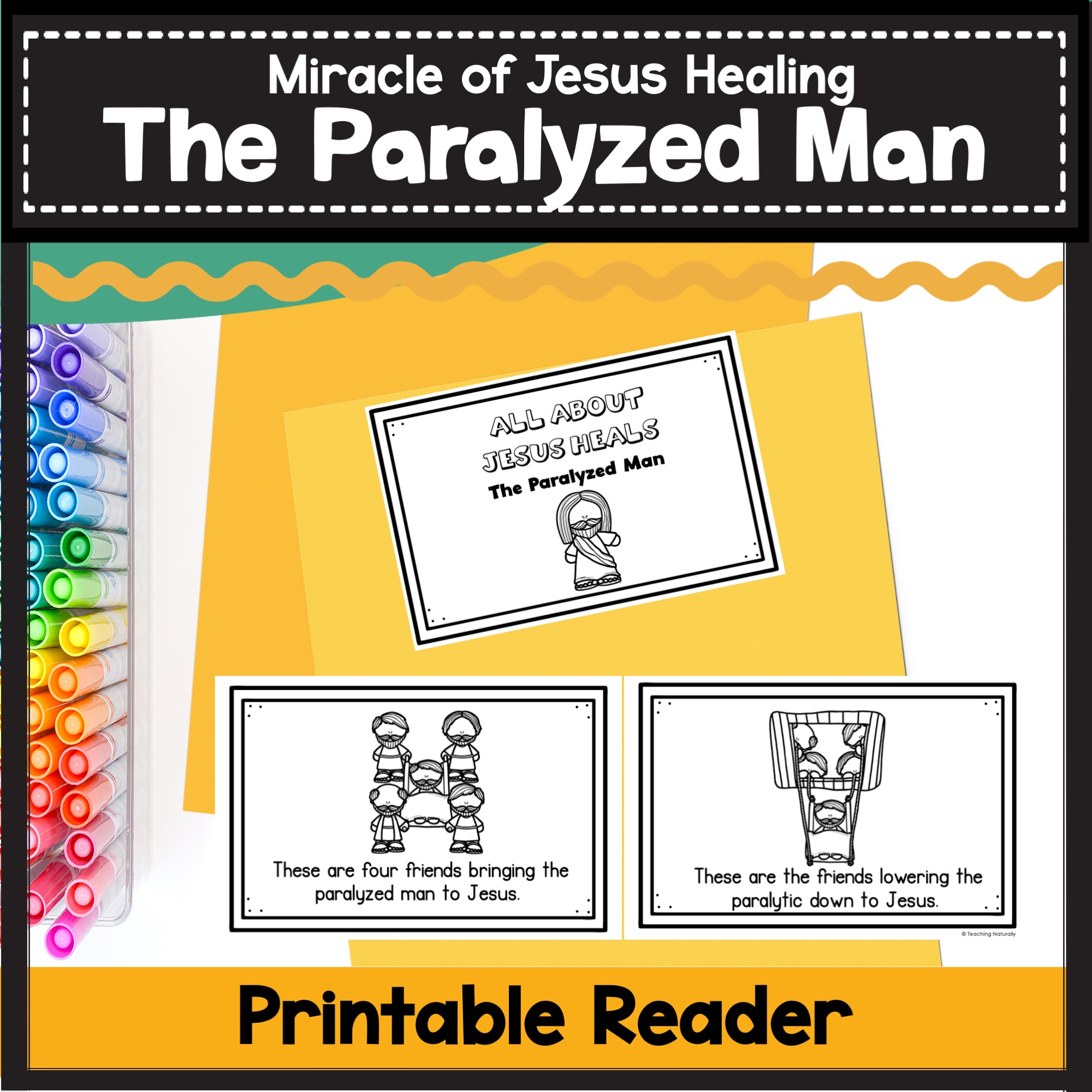 Miracle of jesus heals the paralyzed man bible lesson activities preschool kindergarten made by teachers