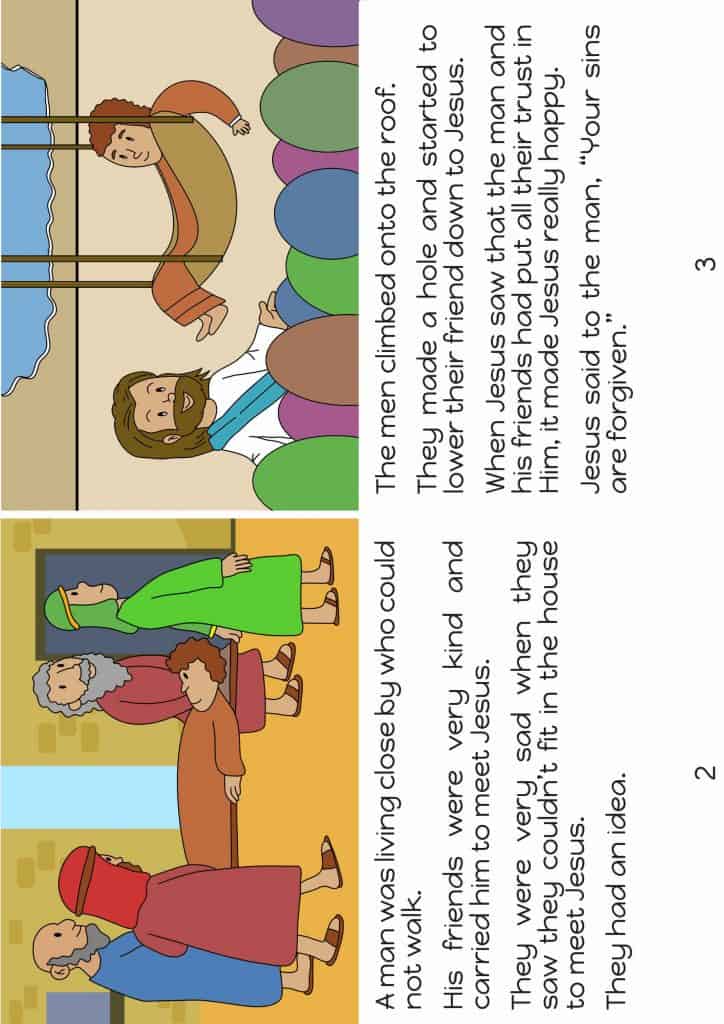 Jesus heals and forgives man lowered through the roof