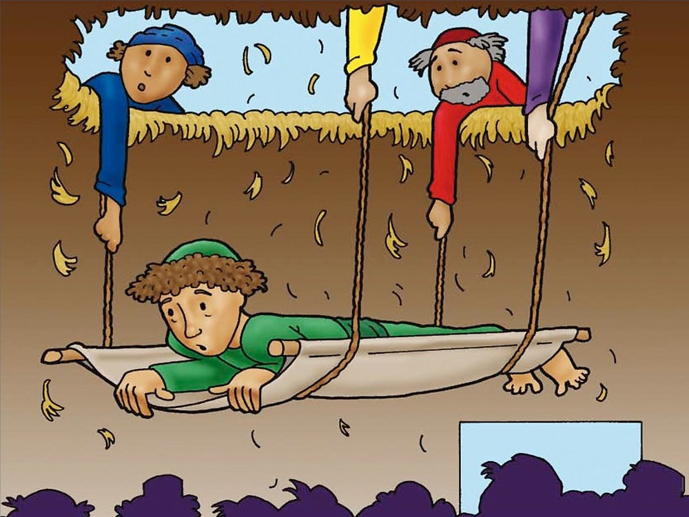 Âthe man let down through the roofâ