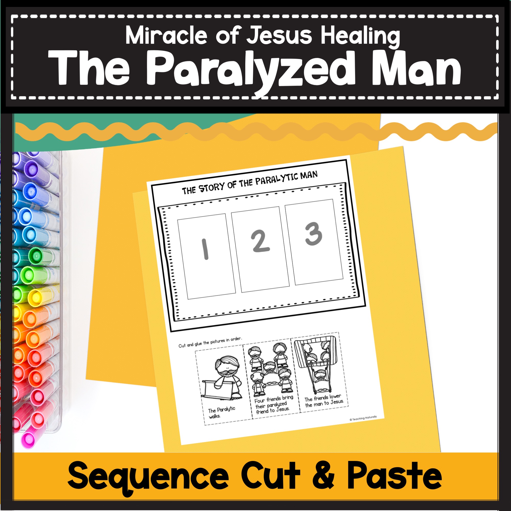 Miracle of jesus heals the paralyzed man bible lesson activities preschool kindergarten made by teachers