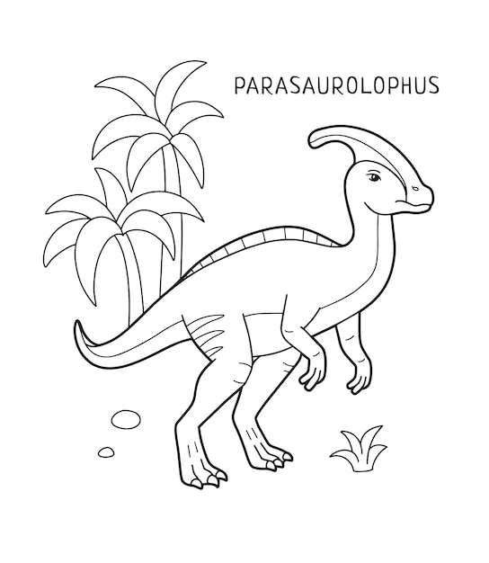 Premium vector parasaurolophus dinosaur coloring page for kids