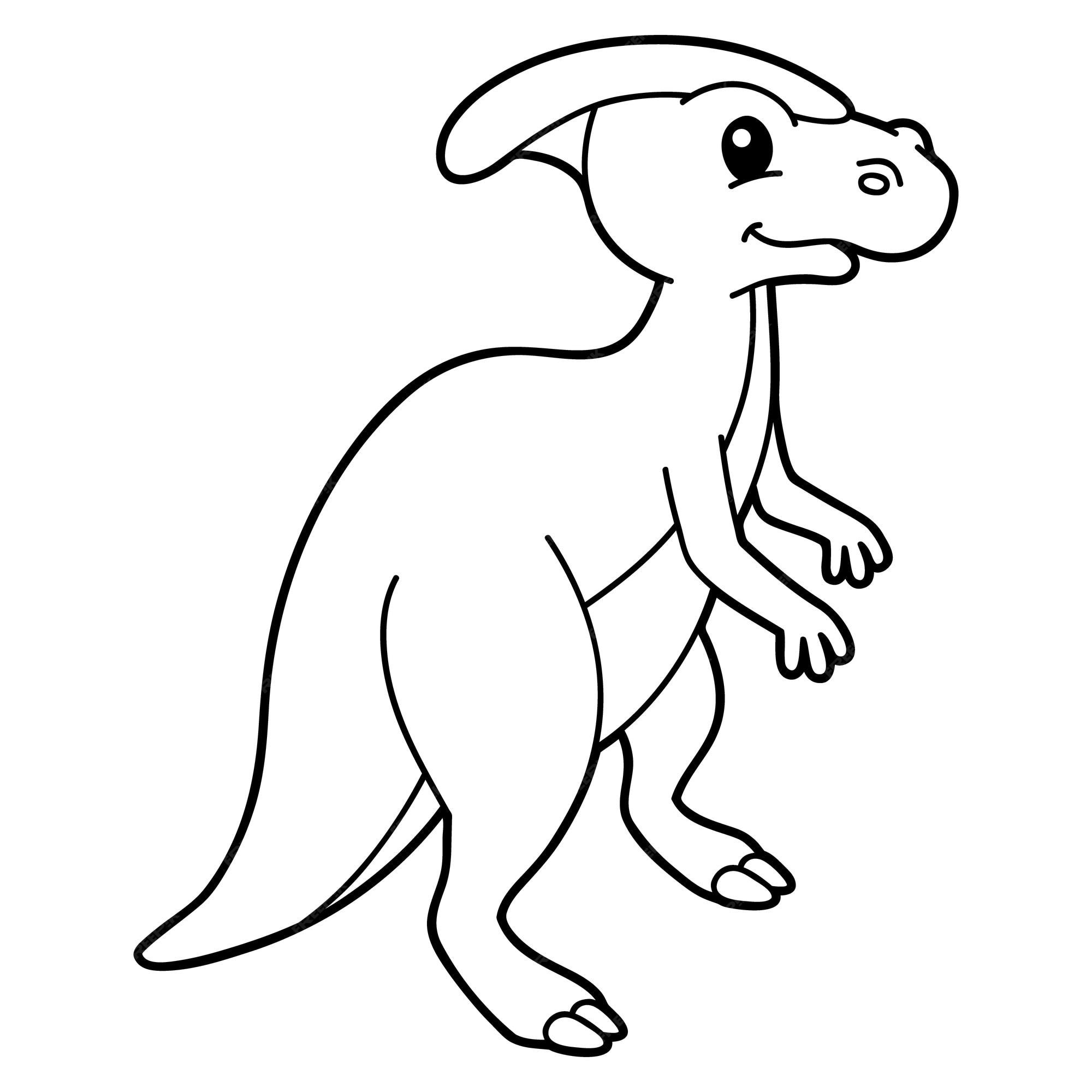 Premium vector illustration coloring page with cartoon dinosaur parasaurolophus