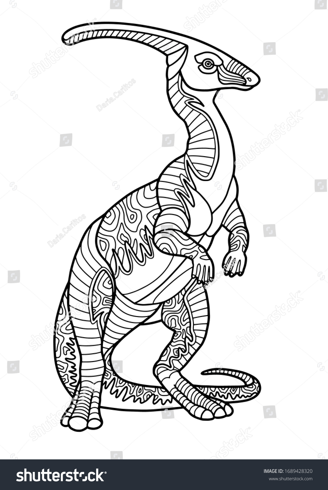 Dinosaur parasaurolophus page coloring book vector stock vector royalty free