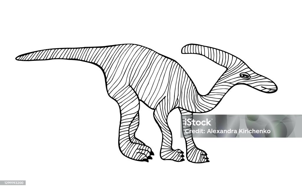 Parasaurolophus coloring page dangerous dinosaur coloring stock illustration