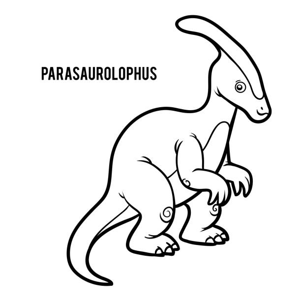 Coloring book for children cartoon parasaurolophus stock illustration