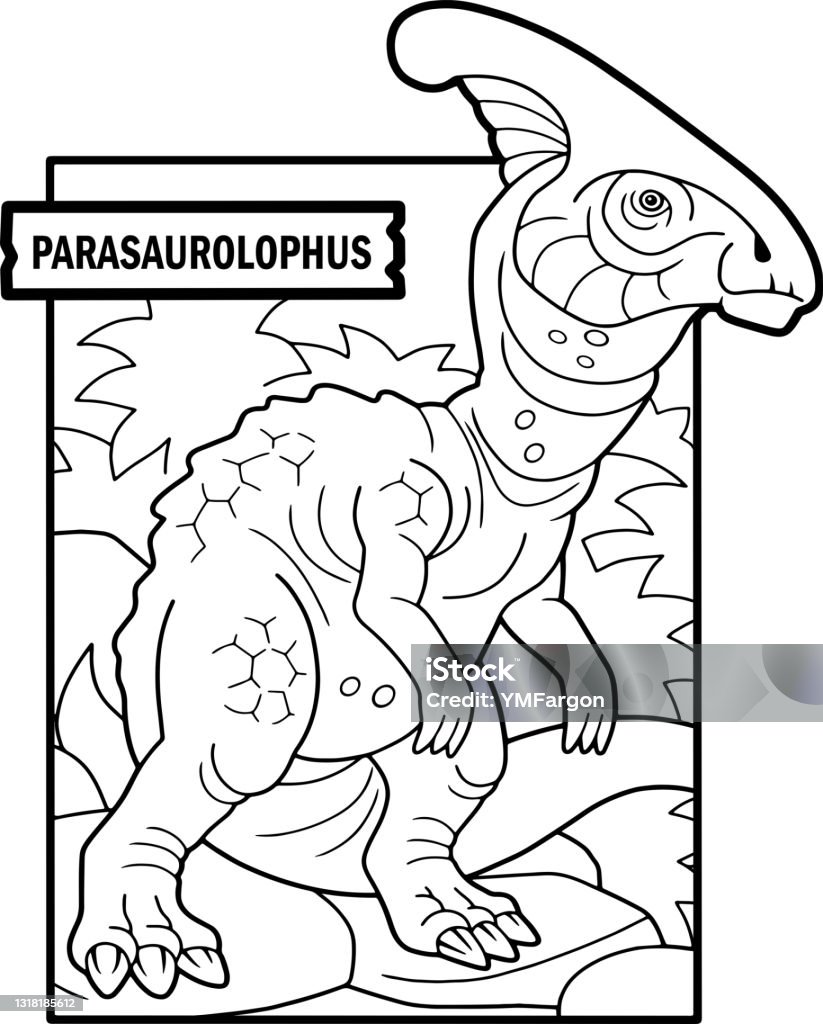 Dinosaur parasaurolophus coloring page outline illustration stock illustration