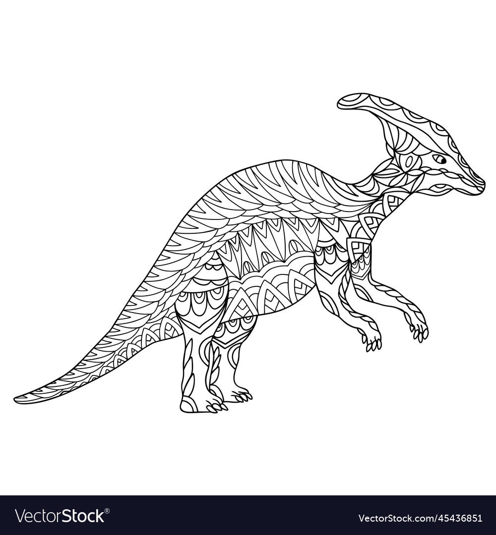 Hand drawn dinosaur parasaurolophus walkeri vector image