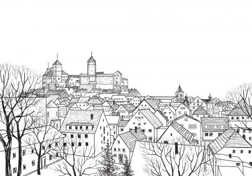 Old cafes in paris coloring page