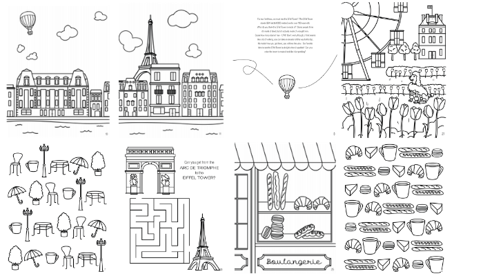 Paris activity and coloring book