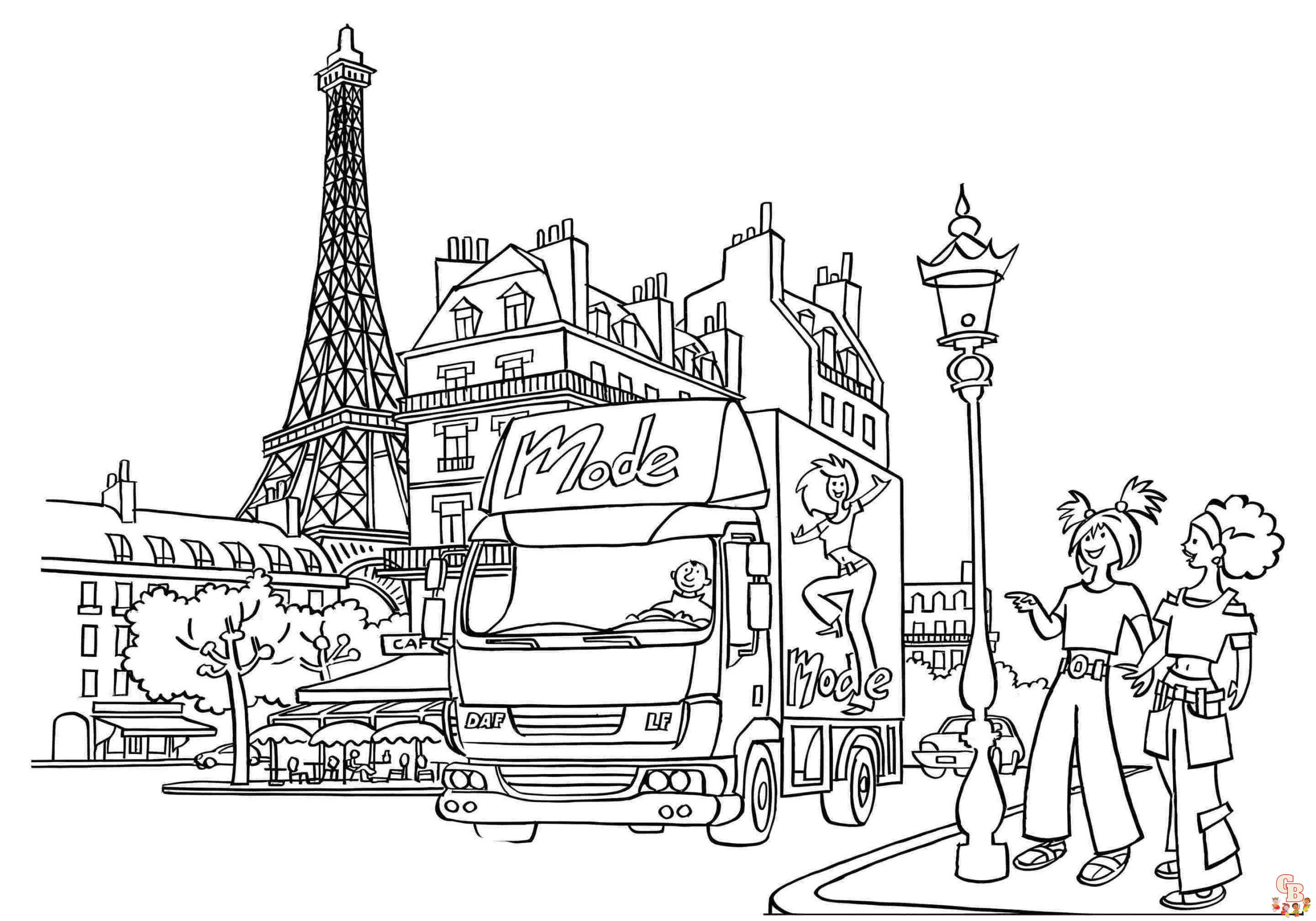 Printtable paris coloring pages free for kids and adults