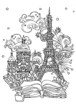 Free printable paris coloring pages for adults and kids