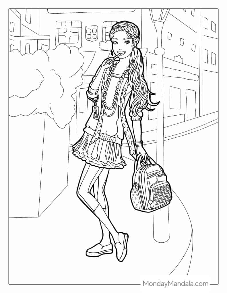 Barbie coloring pages free pdf printables