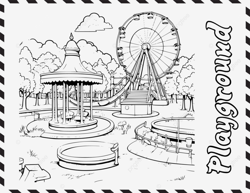 Children s playground coloring pages drawing for kids and toodlers vector playground coloring pages for kids playground coloring pages melon playground coloring pages png and vector with transparent background for free download